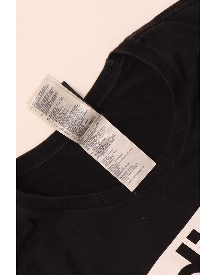 Adidas Camiseta gráfica de tres rayas para hombre Top Algodón negro mediano