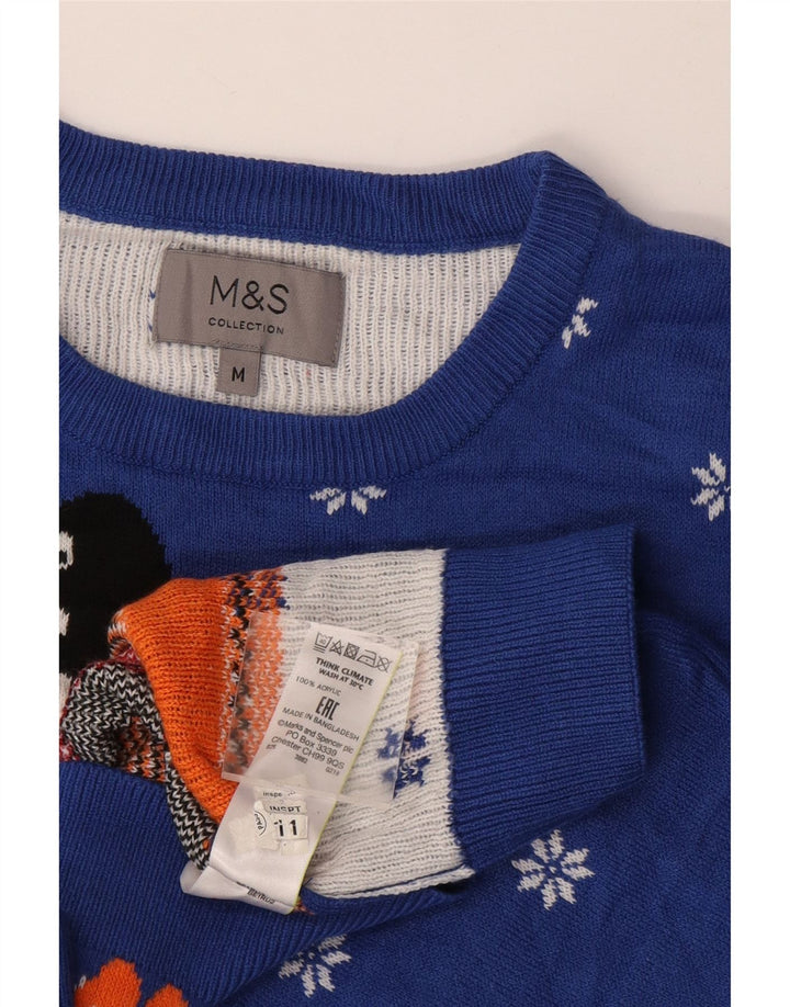 Marks & Spencer Mens Crew Neck Jumper Sweater Medium Blue Winter