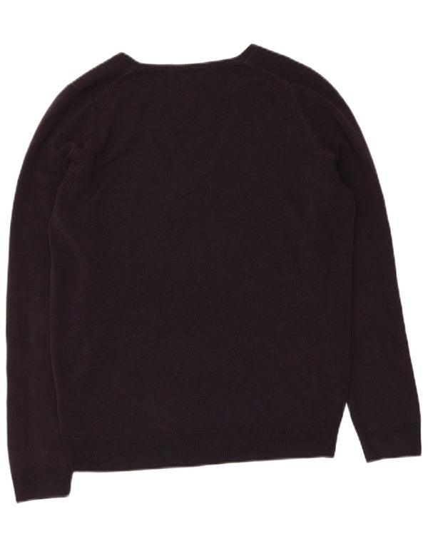 Marks & Spencer Suéter con Cuello en V para Mujer UK 10 Small Azul Marino Acrílico