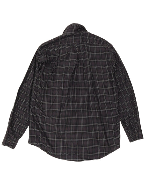 Camisa Hombre Trussardi 2XL Algodón Cuadros Gris