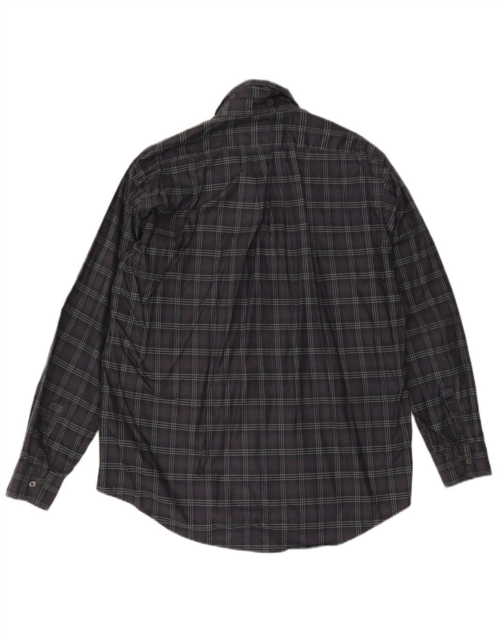 Camisa Hombre Trussardi 2XL Algodón Cuadros Gris