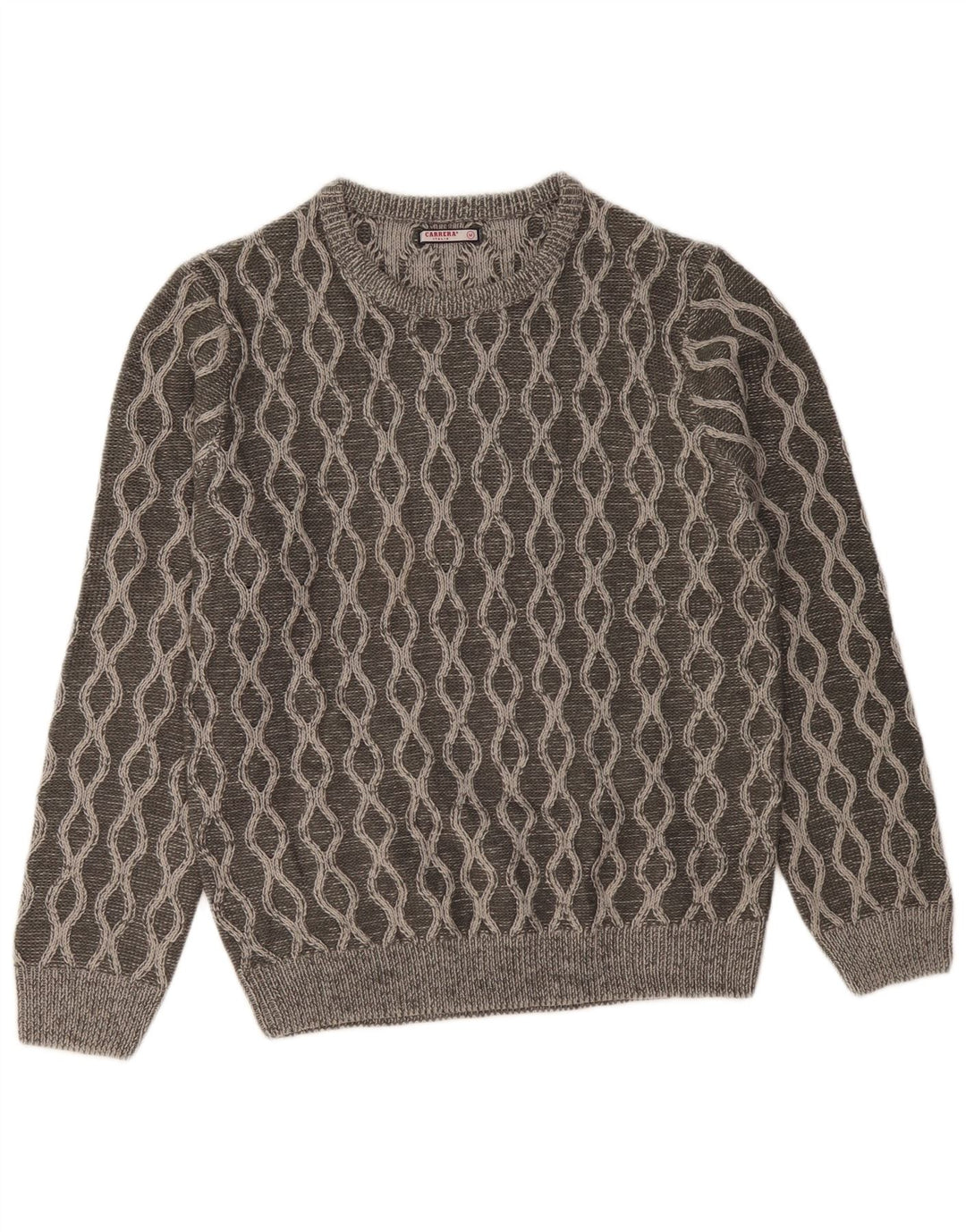 CARRERA Jersey de cuello redondo para hombre suéter acrílico geométrico gris medio