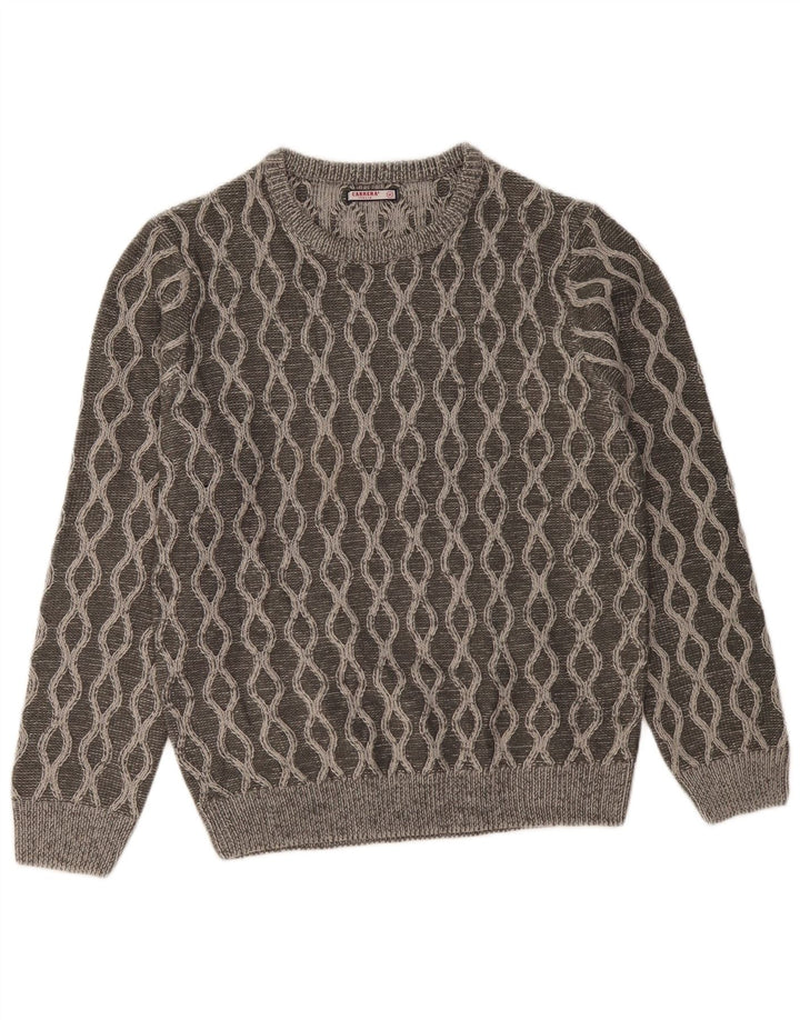 CARRERA Jersey de cuello redondo para hombre suéter acrílico geométrico gris medio