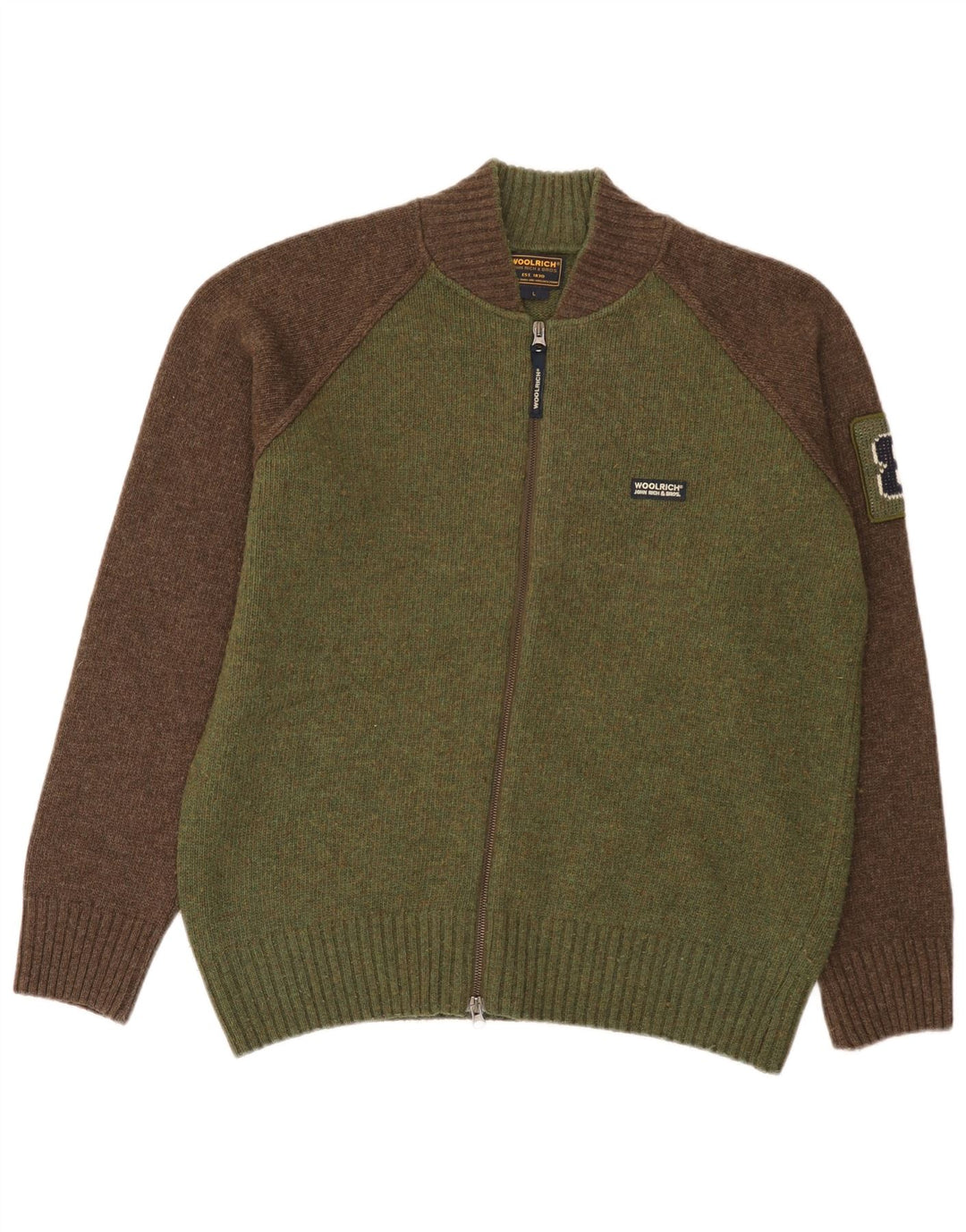 Woolrich Hombre Cárdigan Gráfico De Lana Color Block Grande Verde