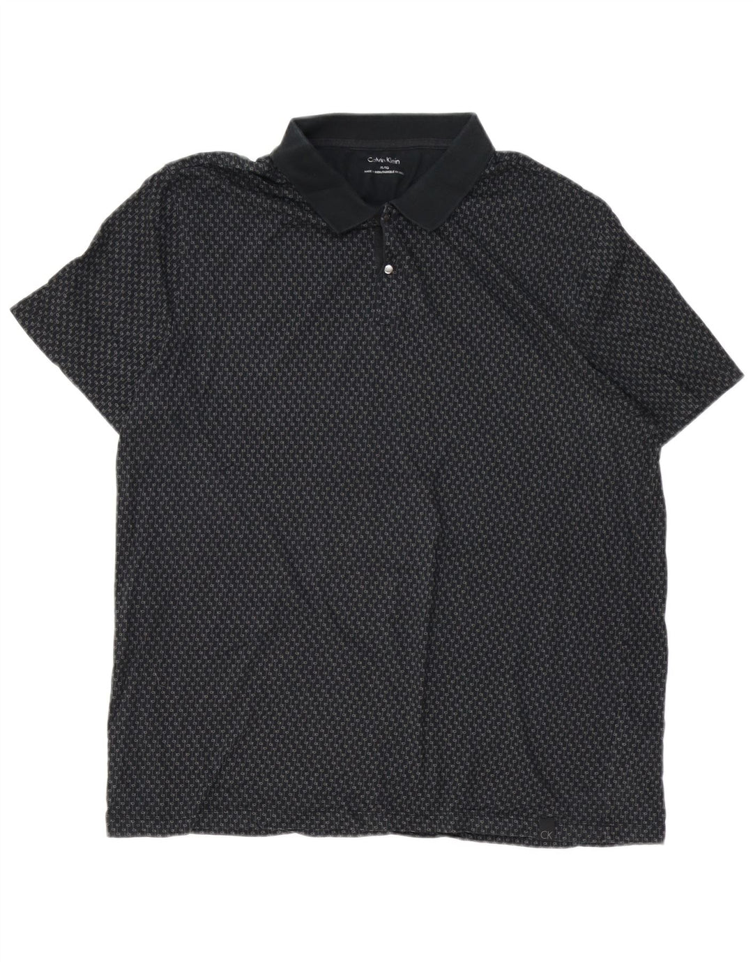 CALVIN KLEIN Polo gráfico para hombre XL Algodón negro