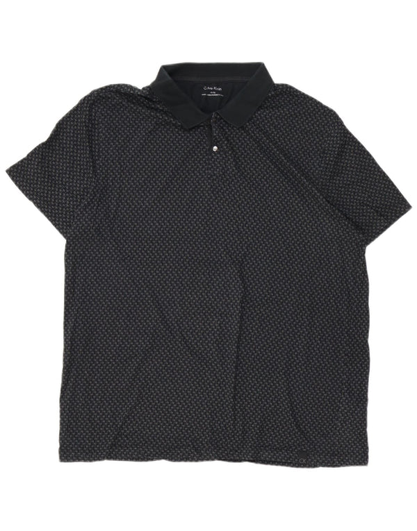 CALVIN KLEIN Polo gráfico para hombre XL Algodón negro