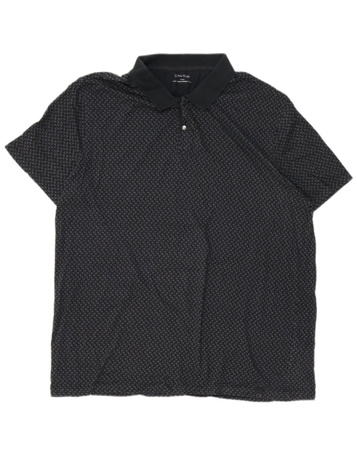CALVIN KLEIN Polo gráfico para hombre XL Algodón negro