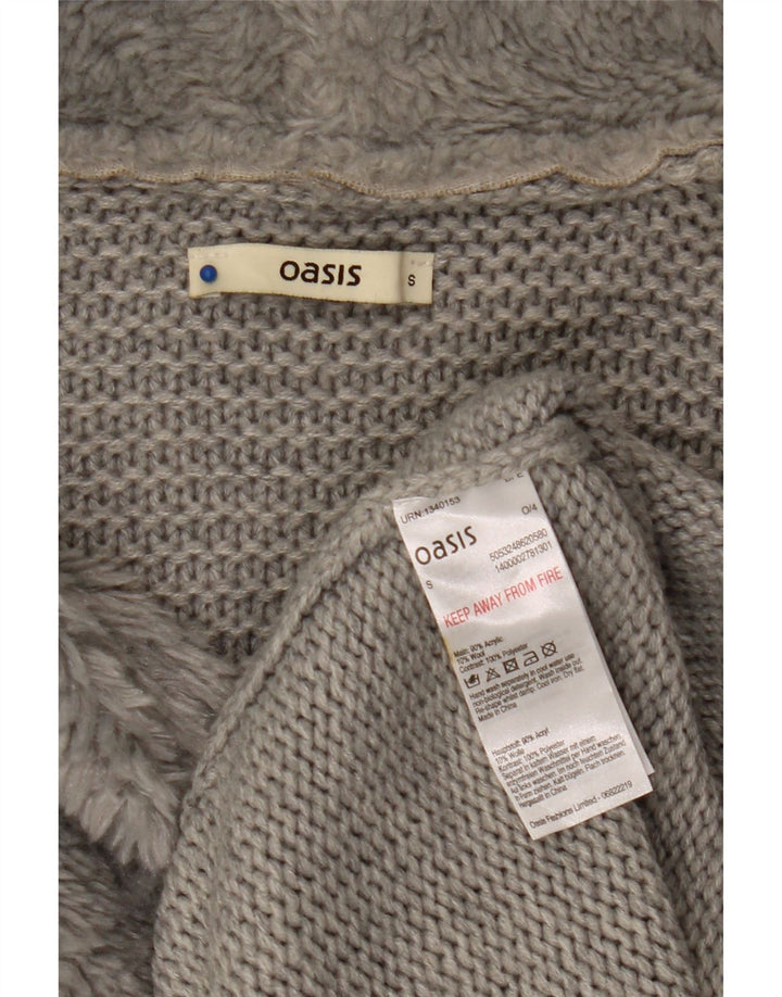 Oasis Suéter Cárdigan Abierto para Mujer Reino Unido 10 Pequeño Acrílico Gris
