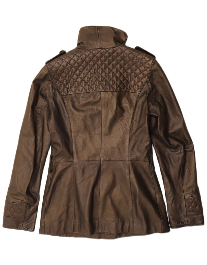 Vintage mujer militar doble pecho chaqueta Reino Unido 12 marrón medio