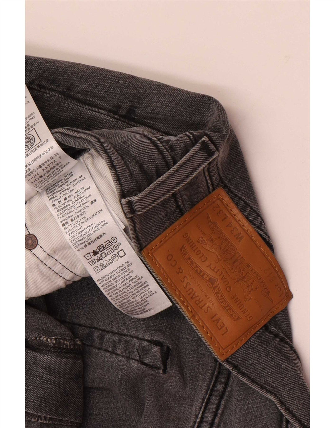 Levi's Hombre 512 Slim Tapered Jeans W34 L32 Algodón Gris