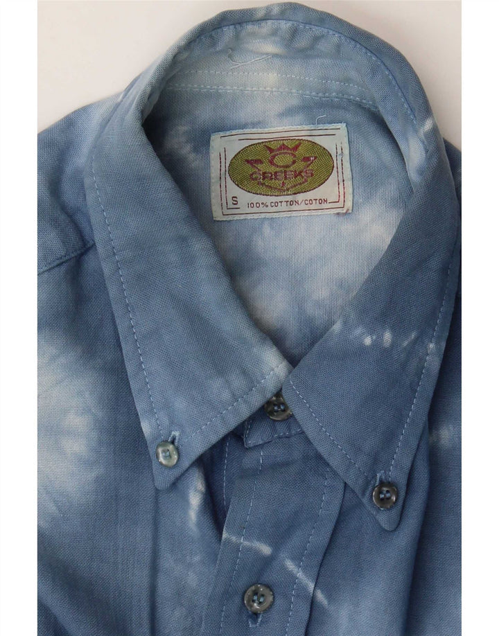 Camisa vintage para hombre pequeña azul tie dye algodón