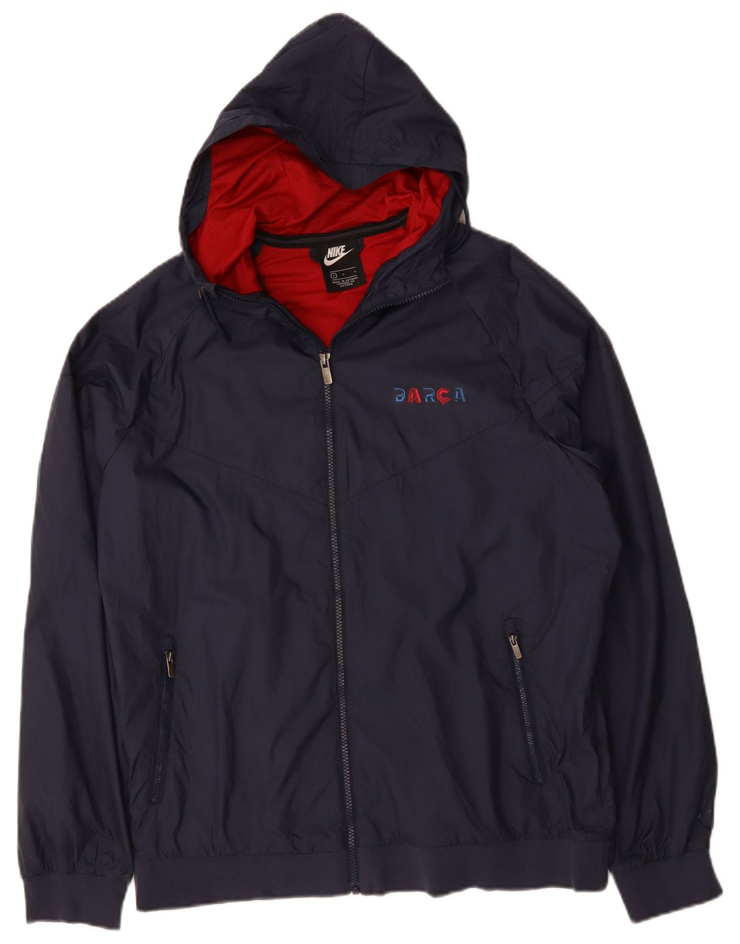 NIKE Barcelona - Chaqueta con capucha para hombre, talla grande, poliéster, color azul marino
