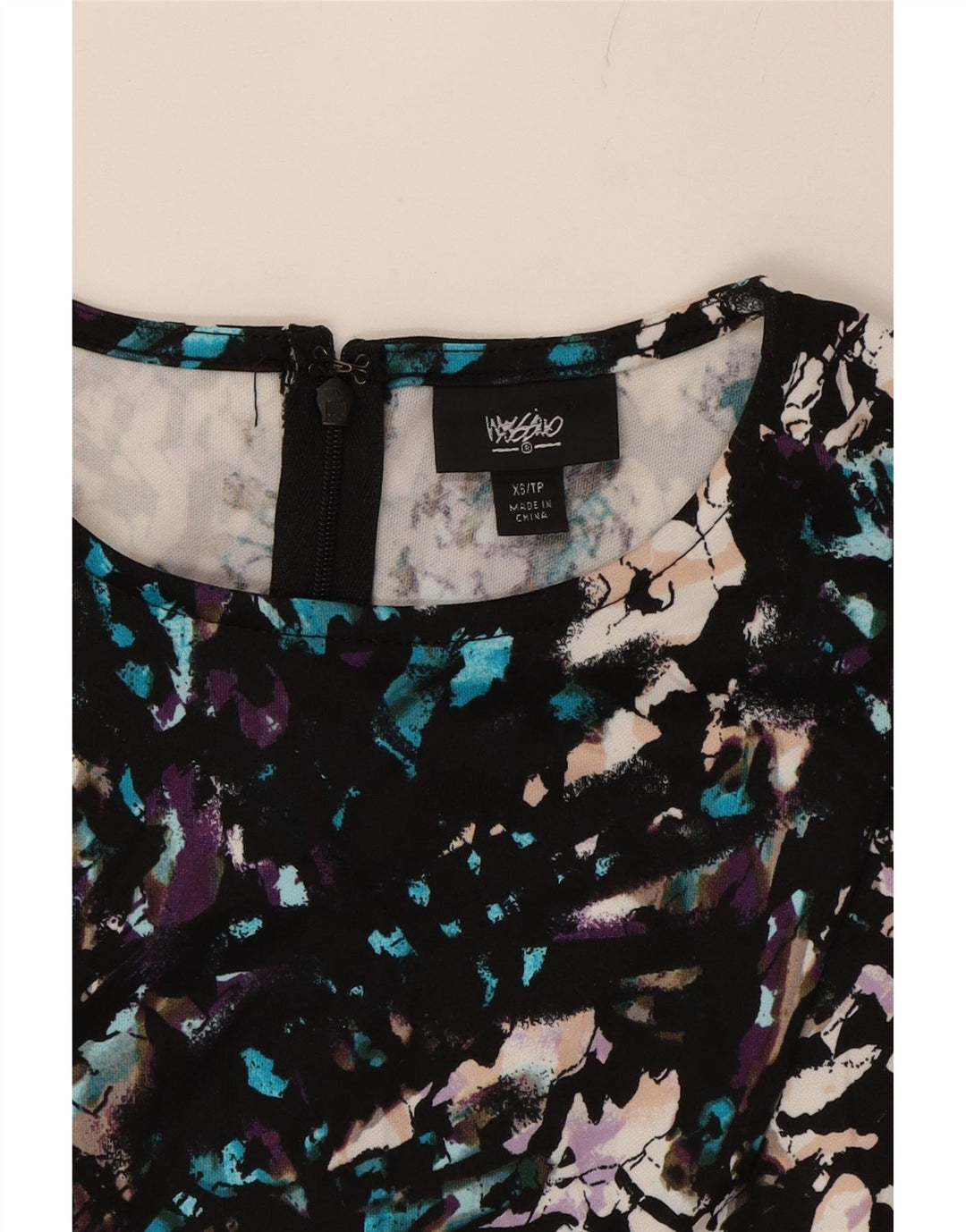 MOSSIMO Womens Abstract Pattern Bodycon Dress UK 4 XS Multicoloured Vintage Mossimo and Second-Hand Mossimo from Messina Hembry 