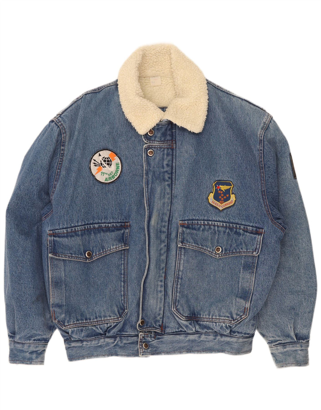 Mash Chaqueta de aviador de vuelo Sherpa Denim para hombre IT 48/50 Azul mediano