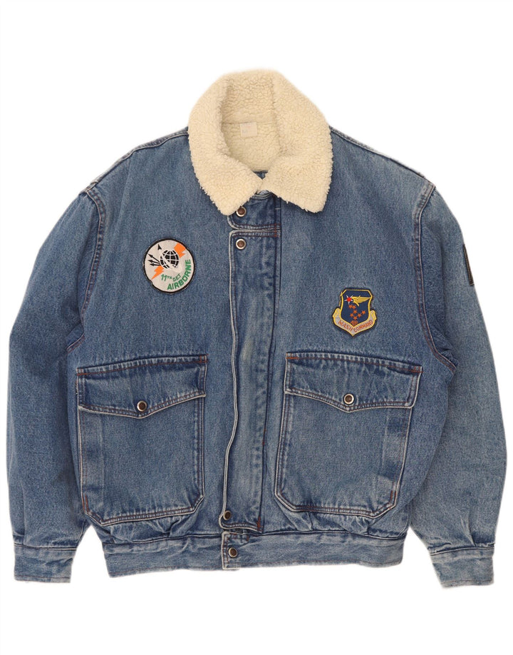 Mash Chaqueta de aviador de vuelo Sherpa Denim para hombre IT 48/50 Azul mediano