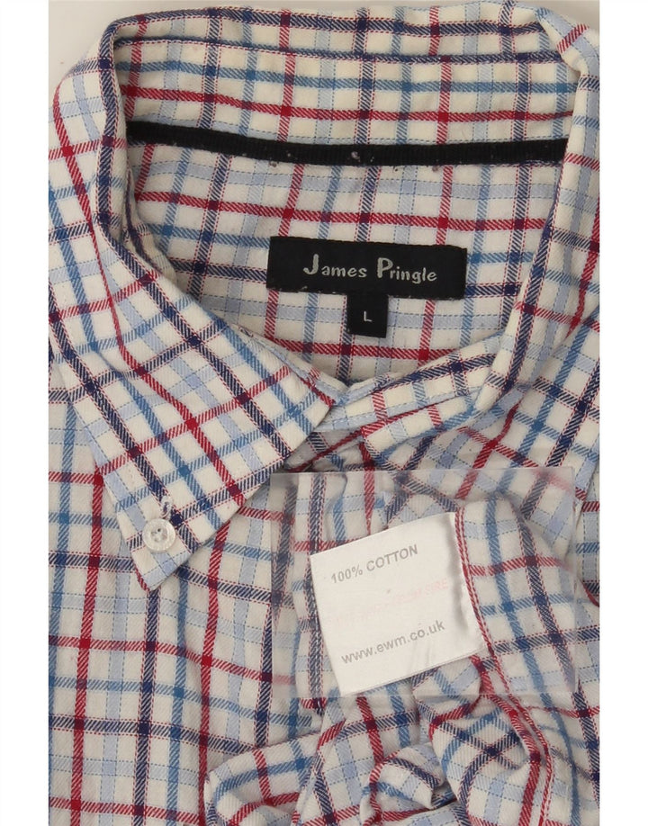 JAMES PRINGLE Camisa de franela para hombre Algodón a cuadros azul grande