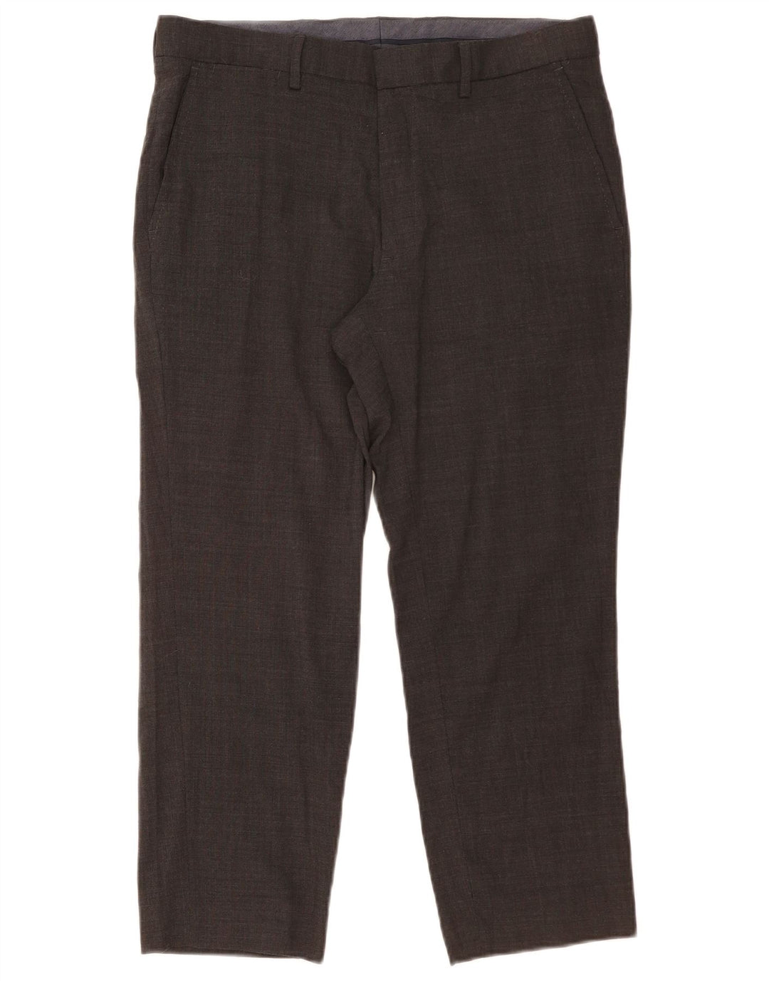 Marks & Spencer Pantalón de traje recto corto para hombre W34 L25 Lana gris