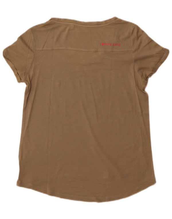 PEPE Jeans Camiseta gráfica para mujer Top UK 10 Small Khaki Floral