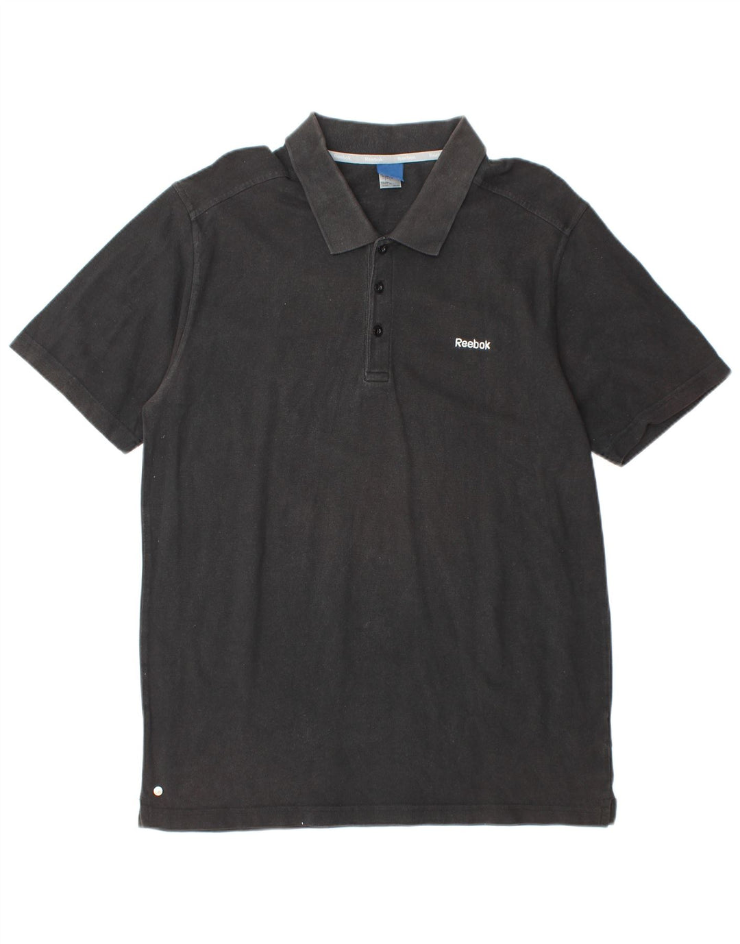 REEBOK Polo para hombre grande de algodón negro