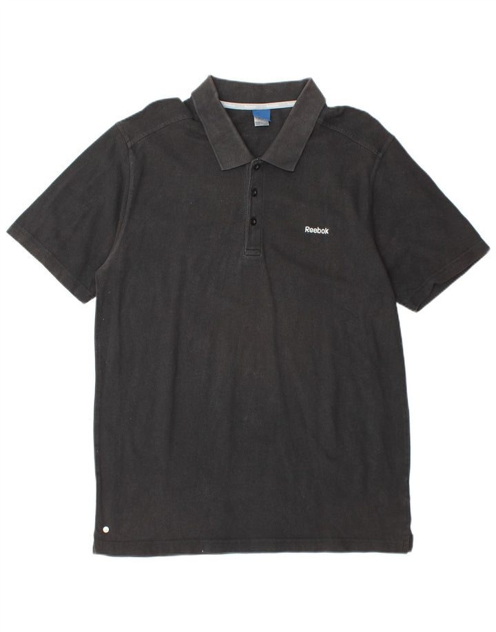 REEBOK Polo para hombre grande de algodón negro