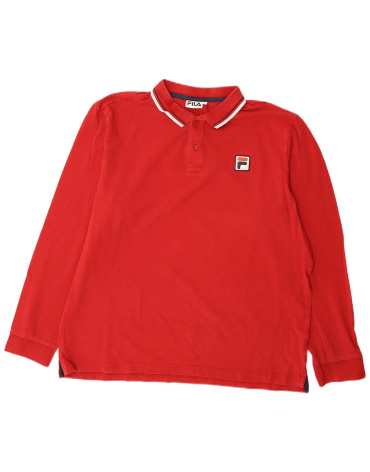 Fila Polo De Manga Larga Para Hombre 2XL Rayas Rojas