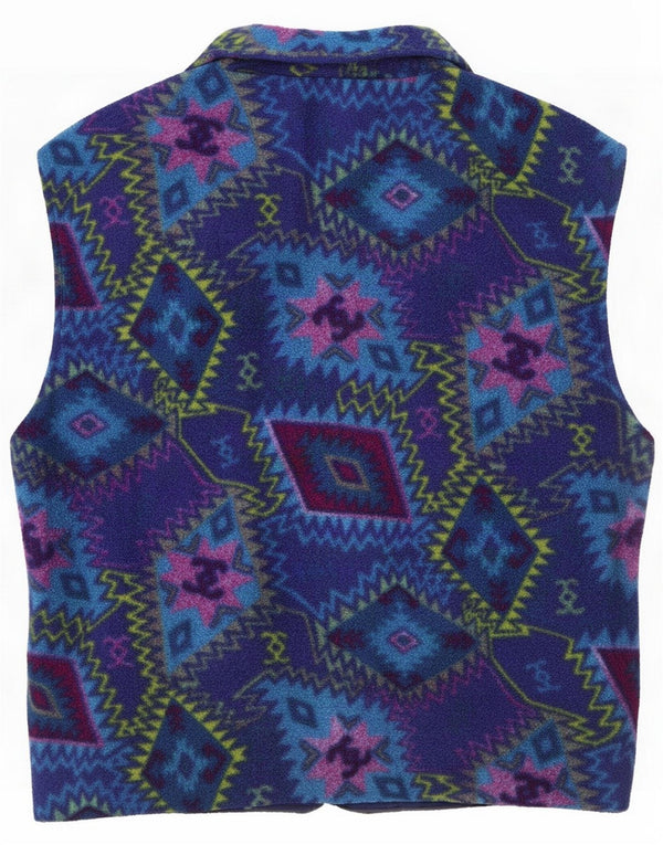 Chaleco polar vintage para mujer UK 18 XL Azul Geométrico