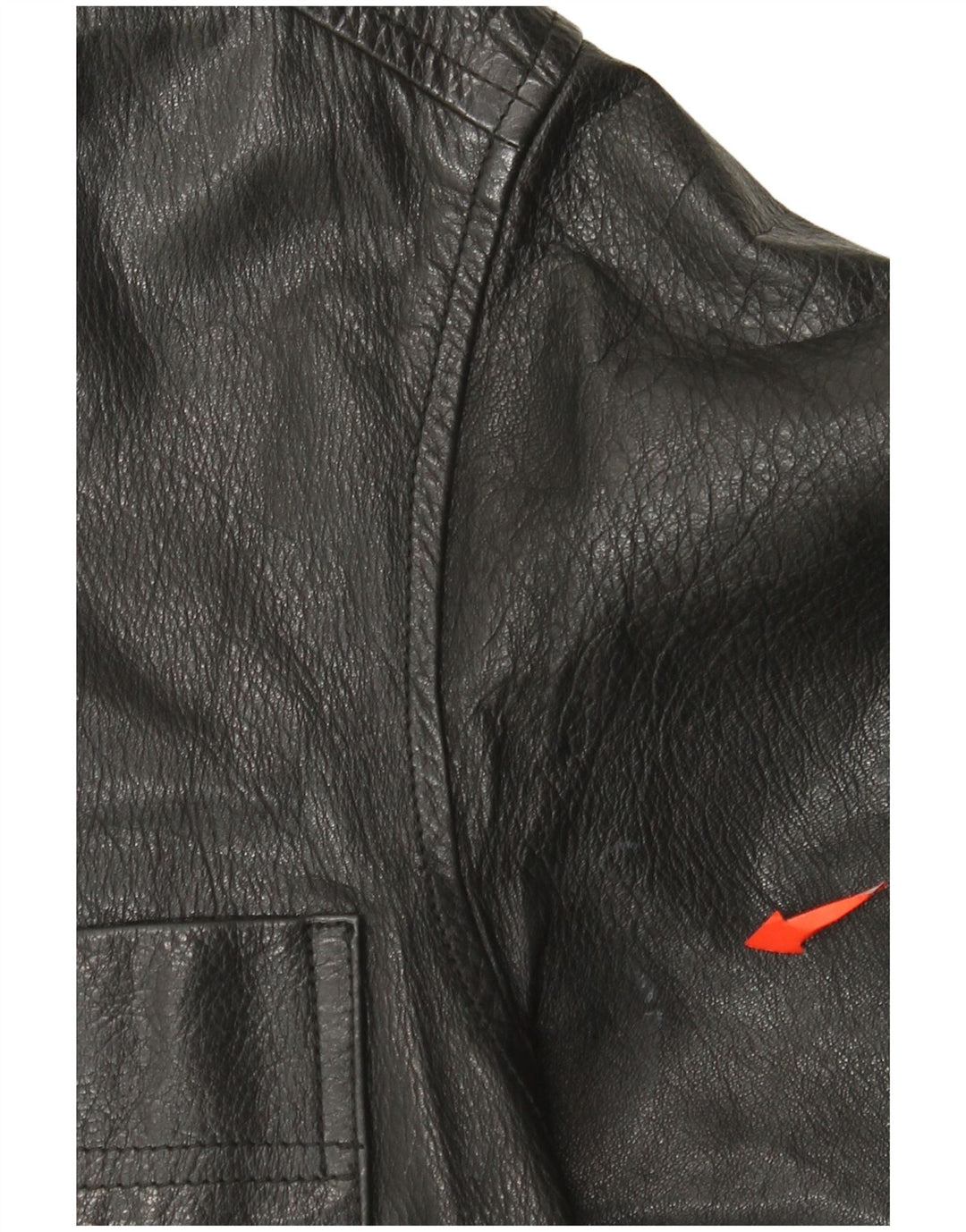 Vintage mujer crop chaqueta de cuero de gran tamaño Reino Unido 10 cuero negro pequeño