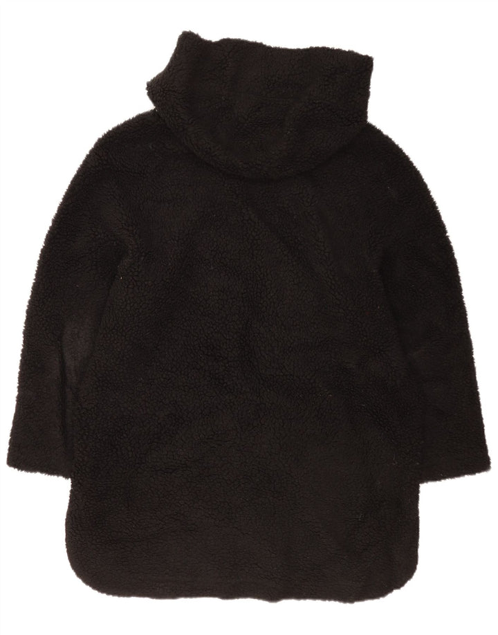 Zara Mujer Chaqueta Polar Extragrande Con Capucha UK 6 XS Poliéster Negro