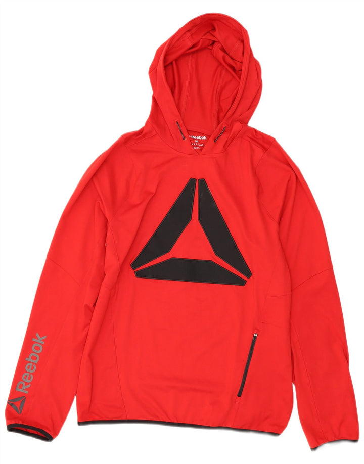 Reebok Hombre Graphic Sudadera con capucha Jumper Medium Rojo Poliéster