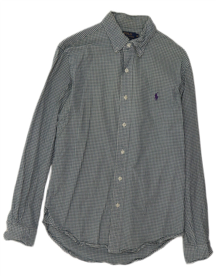 POLO RALPH LAUREN Camisa de franela Oxford elástica para hombre Vichy azul medio
