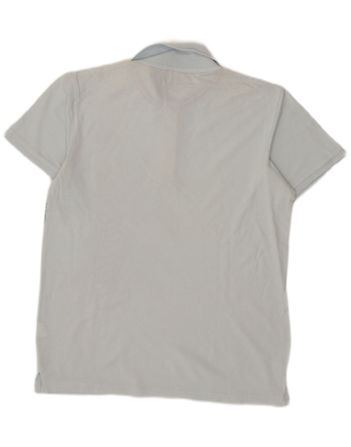 GURU Mens Graphic Polo Shirt Medium Blue Cotton