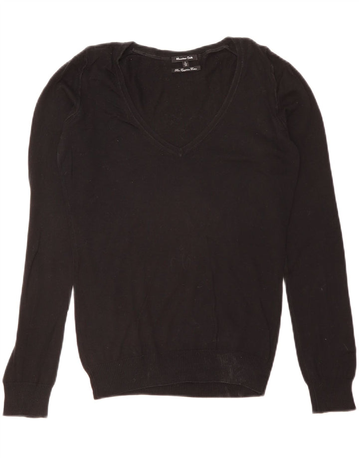 Massimo Dutti Jersey con Cuello en V para Mujer UK 40 Small Negro