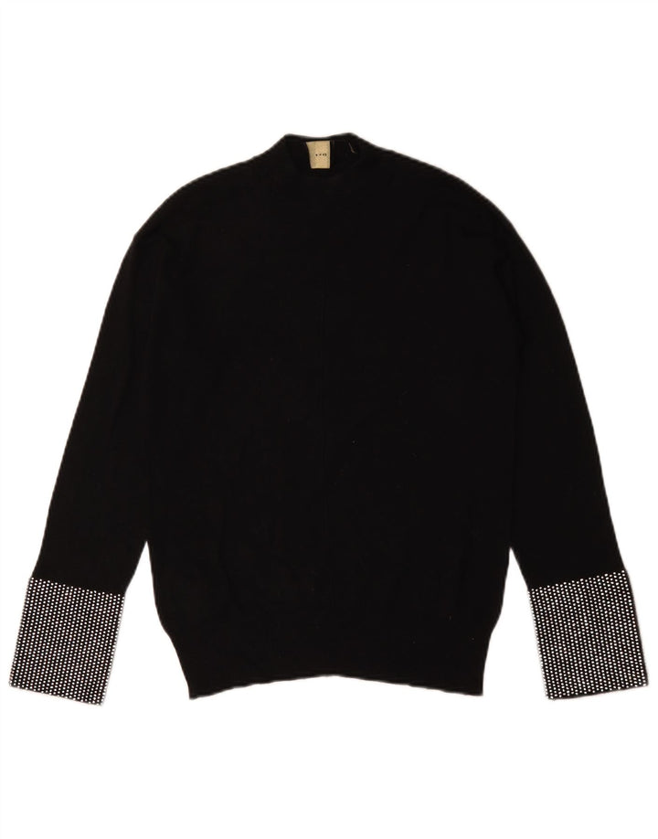 Pinko Suéter tipo jersey con cuello alto para mujer UK 40 Mediano Negro Geométrico