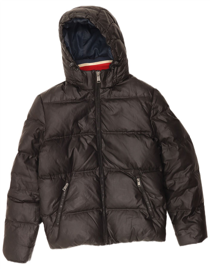 Guess Chaqueta acolchada con capucha para hombre UK 38 Mediana Poliéster negro