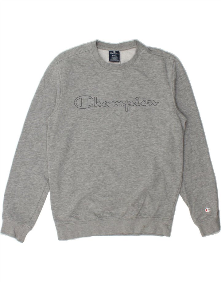 CHAMPION Mens Graphic Sweatshirt Jumper Small Grey Cotton Vintage Champion and Second-Hand Champion from Messina Hembry 
