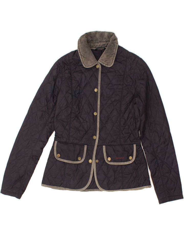 BARBOUR Womens Quilted Jacket UK 8 Small Navy Blue Vintage Barbour and Second-Hand Barbour from Messina Hembry 