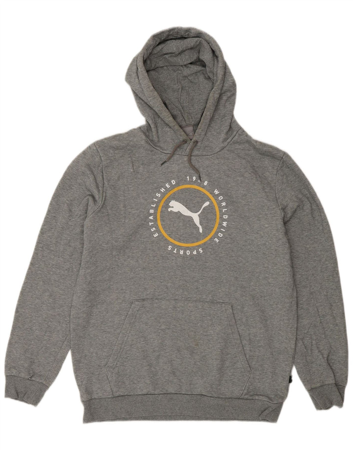 PUMA Jersey con capucha gráfica para hombre de algodón gris medio