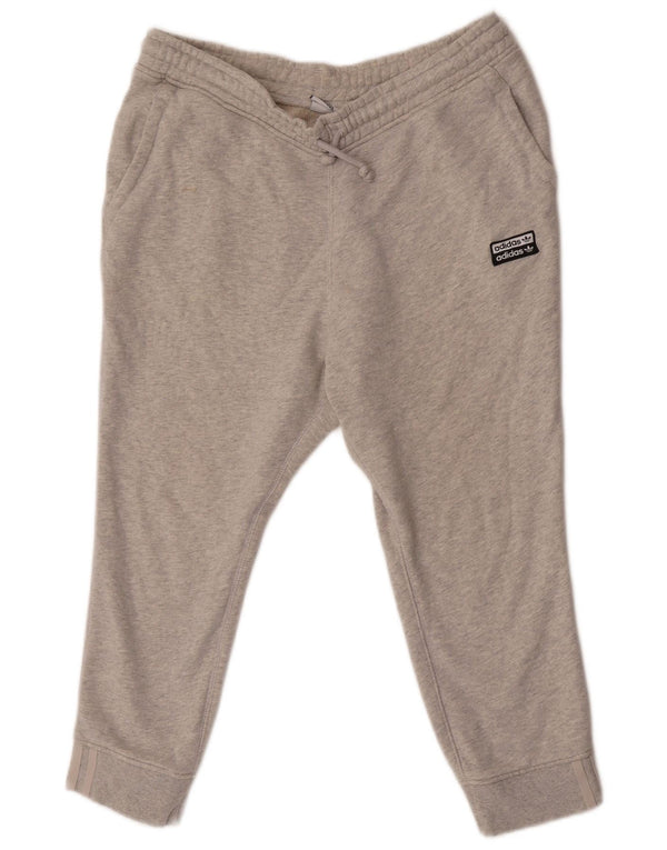 Adidas Mujer Capri Chándal Pantalones Joggers UK 14 Grande Gris Algodón