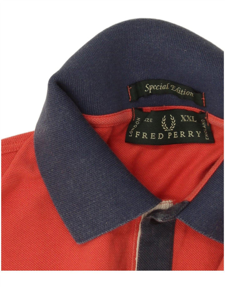 Fred Perry Polo Para Hombre 2XL Algodón Color Block Rojo