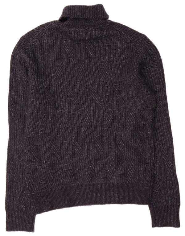 Marks & Spencer Jersey con cuello vuelto para hombre, talla grande, de lana azul marino