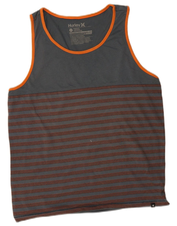 Camiseta Hurley Premium Fit Sin Mangas De Algodón A Rayas Gris Grande Para Hombre