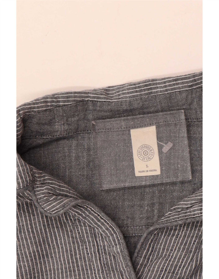 Levi's Vestido camisero tipo jersey para mujer Reino Unido 46 Grande Gris Algodón a rayas