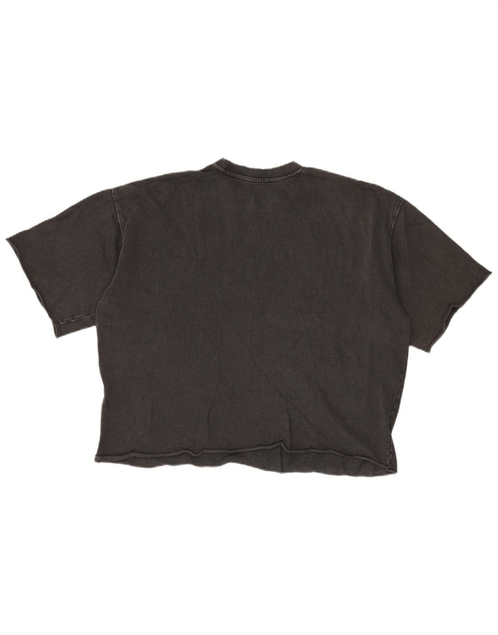 Zara Mujer Camiseta Extragrande Top UK 10 Small Gris Algodón