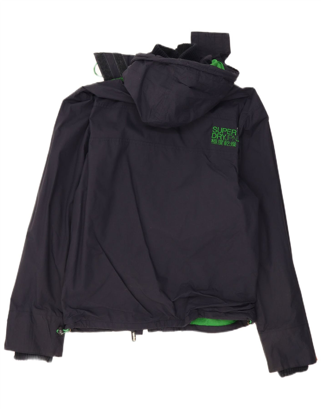 SUPERDRY Chaqueta cortavientos con capucha para mujer UK 46 Grande Poliéster azul marino