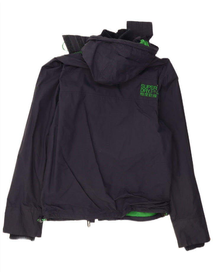SUPERDRY Chaqueta cortavientos con capucha para mujer UK 46 Grande Poliéster azul marino