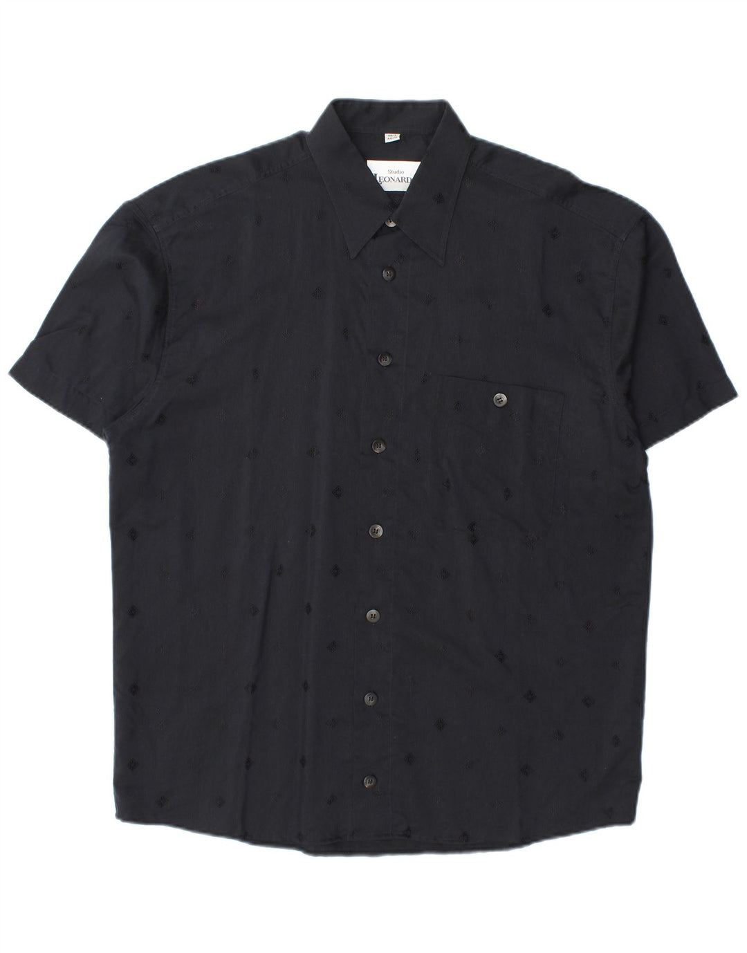 Studio Leonardo Camisa Manga Corta Hombre Talla 40 Medium Negro Geométrico