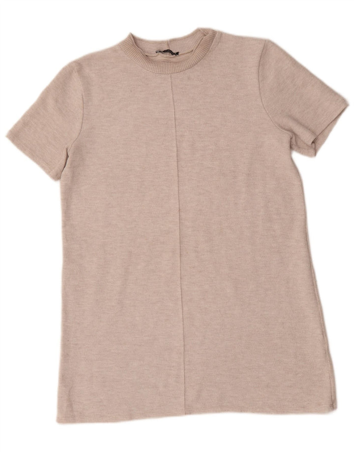 Zara Vestido recto para mujer UK 46 Grande Algodón beige
