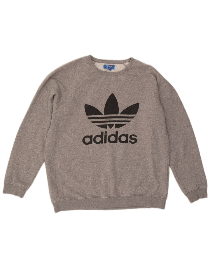 ADIDAS Sudadera con gráfico para hombre Jersey de algodón moteado gris grande