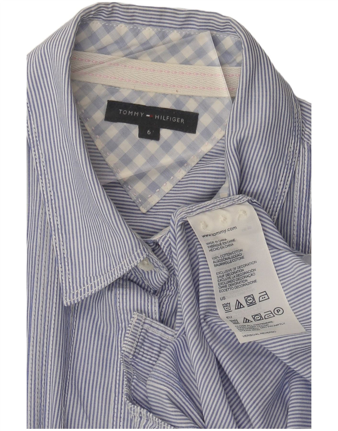 Tommy Hilfiger Camisa para mujer US 6 Algodón azul medio a rayas