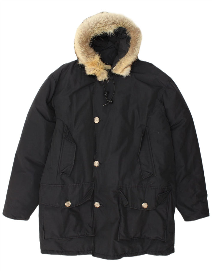 Woolrich Parka con capucha para hombre UK 40 Large Algodón negro